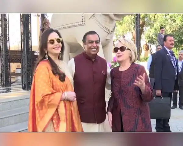 Isha Anand S Pre Wedding Event Ambanis Receive Hillary Clinton
