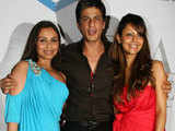 Shahrukh Khan with his wife Gauri and actress Rani Mukherjee