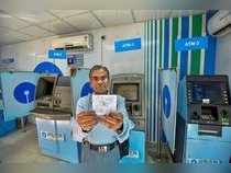 Patna: A man showing out of cash slips near SBI ATMs in Patna on Tuesday. Most o...