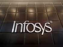 FILE PHOTO - The logo of Infosys is pictured inside the company's headquarters in Bengaluru