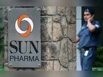 A guard walks inside the office of Sun Pharmaceutical Industries Ltd in Mumbai