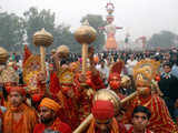 Artists dressed as Lord Hanuman in Dusshera