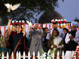 Releasing of pigeons during Dusshera celebrations 