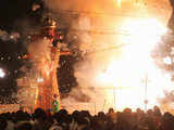 Effigy of Ravana set on fire during Dusshera celebrations