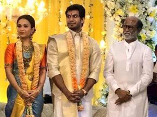 Vishagan Vanangamudi Rajinikanth Hosts Pre Wedding Reception For Daughter Soundarya Bride