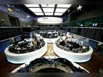 The trading floor is pictured at the stock exchange in Frankfurt