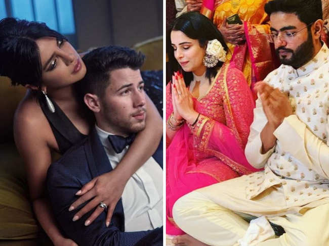 (L-R) Priyanka Chopra, Nick Jonas, Siddharth Chopra and Ishita Kumar