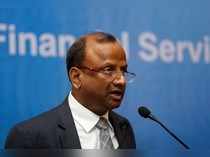 State Bank of India Chairman Rajnish Kumar speaks at a banking conference in Mumbai