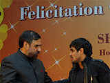  Anand Sharma felicitates wrestler Sushil Kumar 