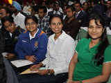 Women shooters during felicitation ceremony 