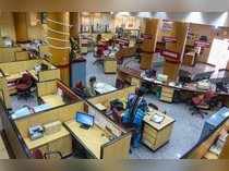 Mumbai: A deserted look of Punjab National Bank Fort branch office during the 48...