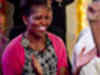 Michelle Obama joins schoolgirls on field trip