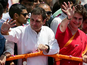 Indian National Congress party president Rahul Gandhi (L) and his sister Priyanka Gandhi AFP