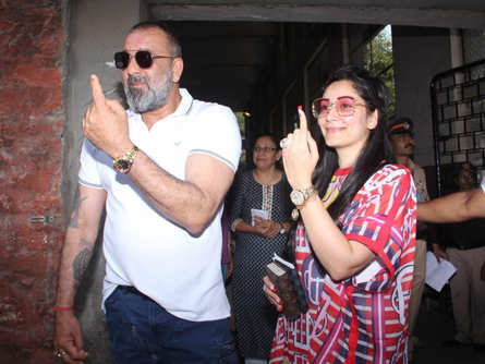 Sanjay Dutt and wife Maanayata after casting their vote