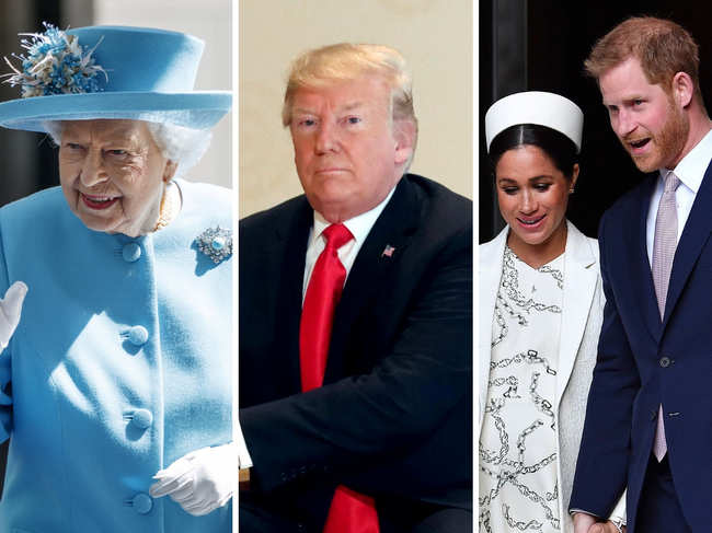 ​(L-R) Queen Elizabeth II​, Donald Trump, Meghan Markle and Prince Harry