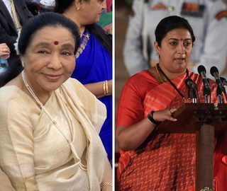 Smriti Irani helps a 'stranded' Asha Bhosle at PM Modi's swearing-in