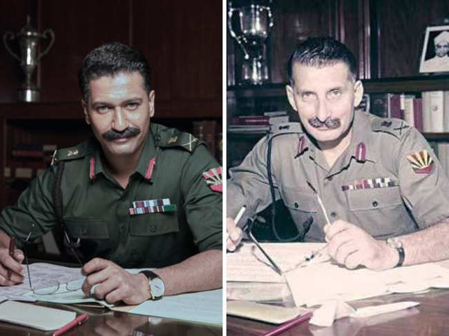 ​Vicky Kaushal (L) as Field Marshal Sam Manekshaw ​(R) in 'Sam'.