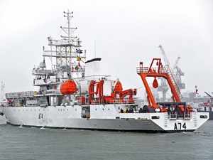 Marine acoustic research ship on a mission leaves Kochi