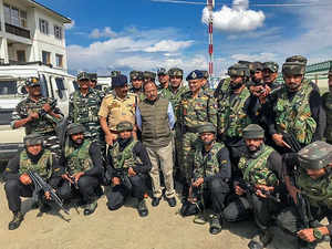 NSA Doval tours sensitive downtown Srinagar, talks to locals, security personnel