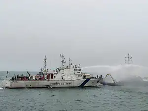 Fire on Coast Guard vessel, one missing, 28 rescued