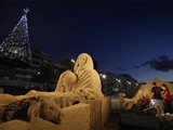 Christmas nativity scene made from sand, Gran Canaria