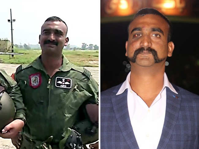 Wing Commander Abhinandan Varthaman sported a simple, trimmed moustache with a suave hairstyle.