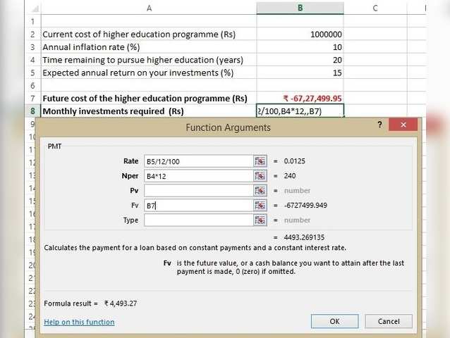 Calculate monthly investment required