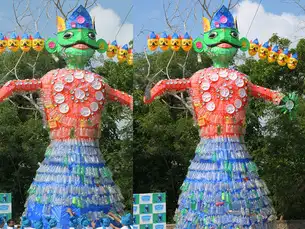 Anti-plastic message: Mother Dairy commissions plastic 'Ravana'; dismantles and sends for recycling