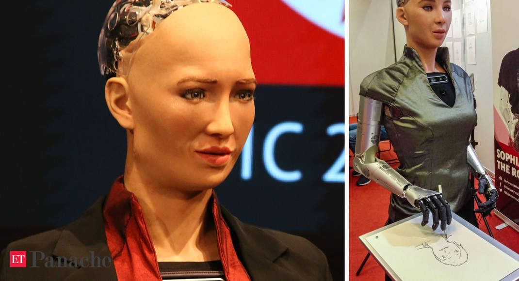 style difficult Lima Sophia: World's first robot citizen attends conference in India; makers  reveal Sophia can draw now - The Economic Times