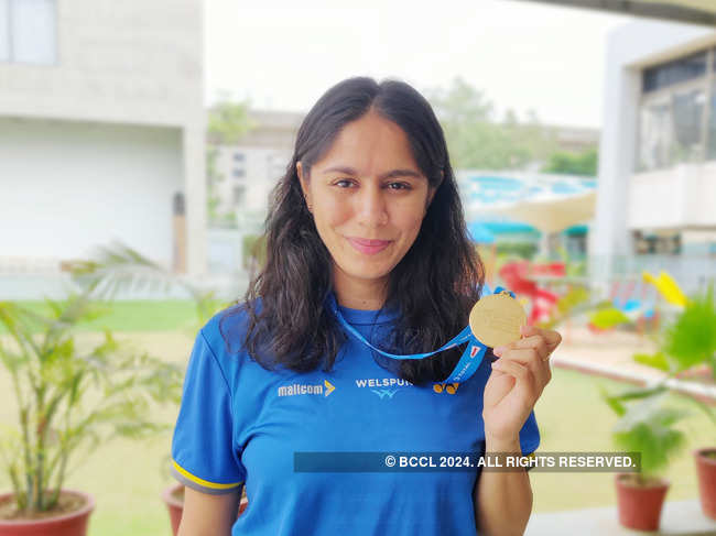 ​Manasi Joshi was feted after winning the World Para-Badminton title in Basel​.