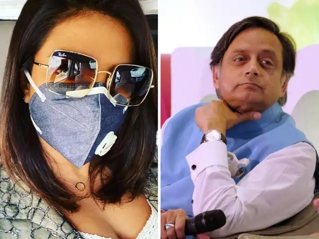 Priyanka Chopra (L) shared a picture of herself wearing a mask on Instagram, while Shashi Tharoor (R) shared a quote on how the National Capital is becoming injurious to health.