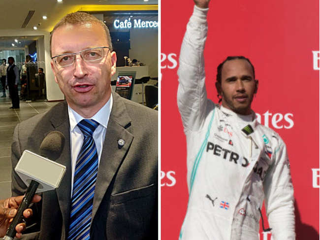Mercedes-Benz India head Martin Schwenk (left) remembers the time he met F1 champion Lewis Hamilton (right).