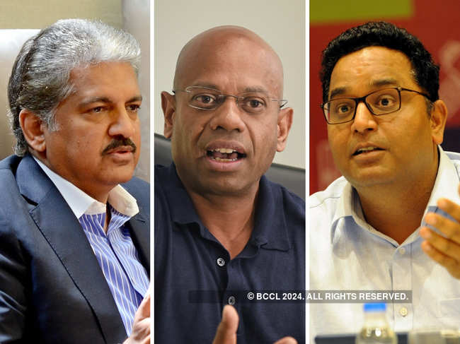 (L-R) ​Anand Mahindra, Aditya Ghosh and Vijay Shekhar Sharma expressed concerns about air pollution.