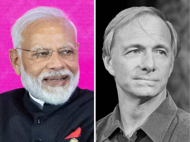 Ray​ Dalio (L) praised PM Modi for doing "many remarkable things" in India.​