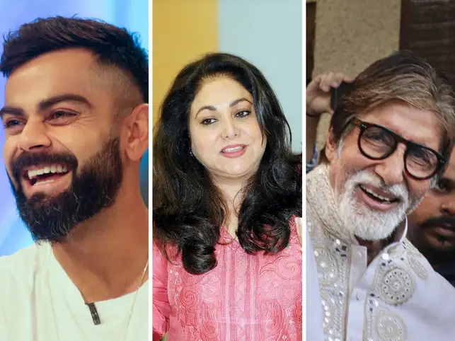 Virat Kohli (left), Tina Ambani (centre) and Amitabh Bachchan (right) sent greetings on the auspicious occasion of Gurupurab.