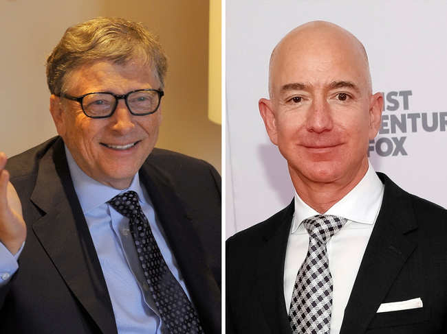 Bill Gates (L )had briefly topped Bezos (R) on an intraday basis last month after Amazon posted its first profit drop in two years.