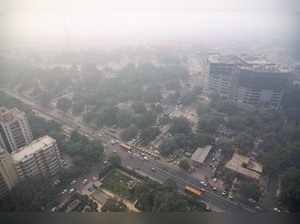 New Delhi: A view of area near Civic Center shrouded in smog in New Delhi. The b...