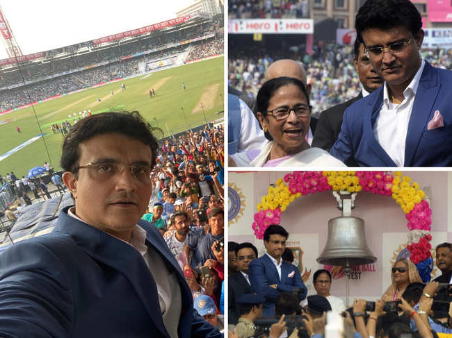 Ganguly takes selfie with the crowd; Dada poses with Didi; Laxman and Bhajji get clicked together at Eden.?