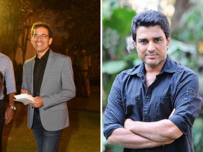 Sanjay Manjrekar (right) engaged on a verbal tussle with Harsha Bhogle (left) over the pink ball.