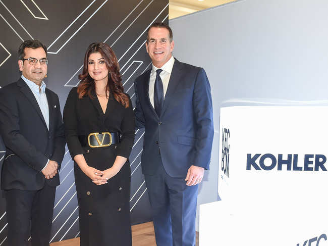 Kohler’s sprawling new indoor space promises to be a one-stop solution for art and design; will also feature works by prominent global architects. Salil Sadanandan (president, Kohler K&B India, Middle East, and Sub Saharan Africa), brand ambassador Twinkle Khanna, and David Kohler, president & CEO, Kohler Co.