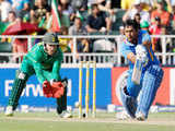 Mahendra Singh Dhoni plays a shot