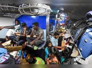Chennai: A crowded train as people travel home for Diwali, in Chennai, Friday. O...