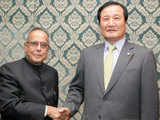 Pranab with South Korean counterpart