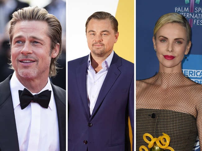 Brad Pitt (left), Leonardo DiCaprio (centre) and Charlize Theron (right) are expected to present at the 2020 Golden Globe Awards.