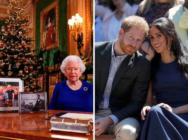 Royal fans discovered that Meghan & Harry were missing from Queen's Christmas portrait.