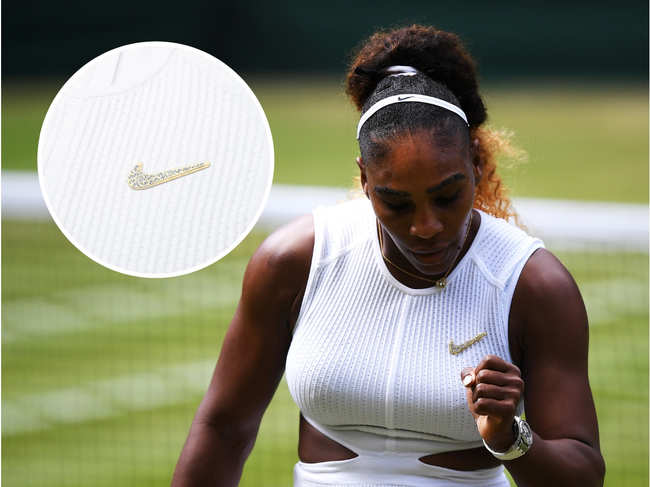 Williams's outfit is listed as 'a bespoke Nike dress made specifically for Serena'.