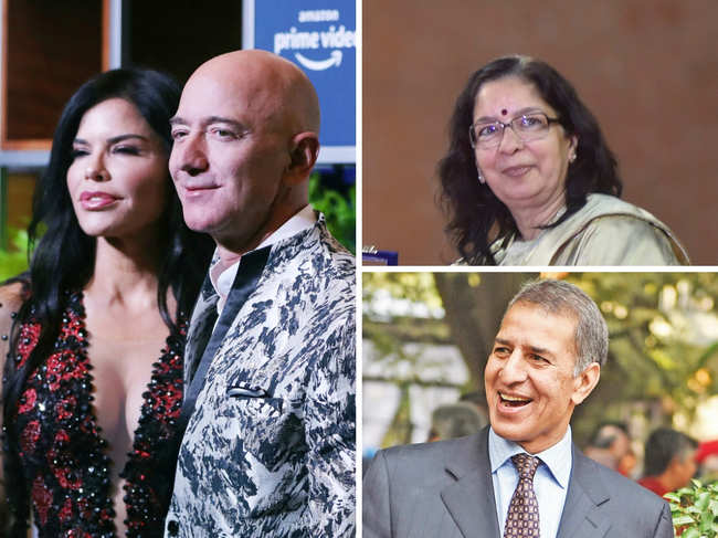 Jeff Bezos and girlfriend Lauren Sanchez, Shikha Sharma (top right) and Rajan Mittal (bottom right) kept India Inc's social calendar busy.