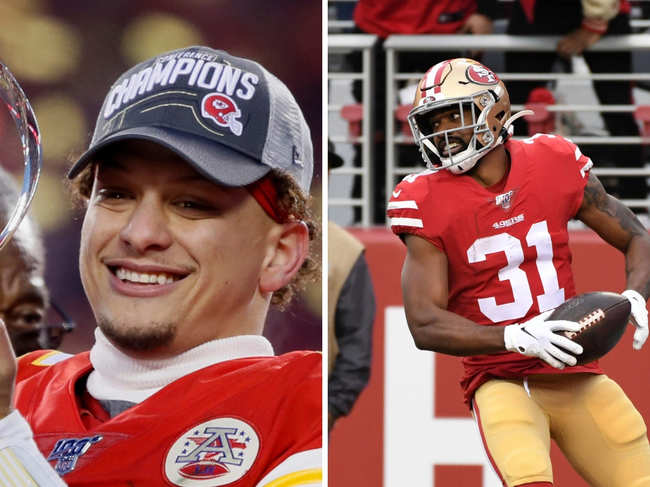 Quarterback Patrick Mahomes (left) was once again the star for the Chiefs. For the 49ers, running back Raheem Mostert (right) had a memorable game.