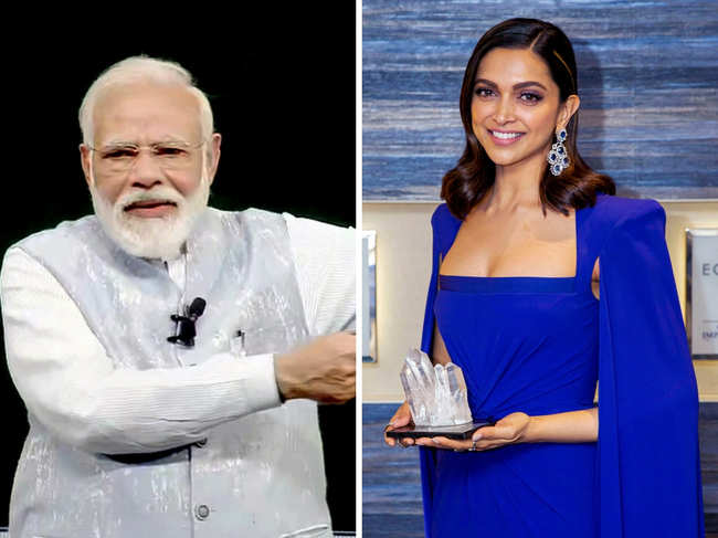 India appears to be generating a lot of interest including for morning meditation sessions, filmstar Deepika Padukone (right) and the latest on policy roadmap of the Narendra Modi (left) government.