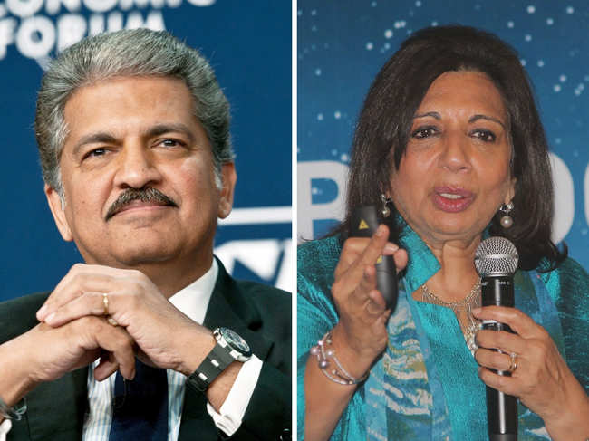 Indian billionaire Anand Mahindra (left), shared a video with his 7.4 million Twitter followers which was retweeted by Kiran Mazumdar Shaw (right).